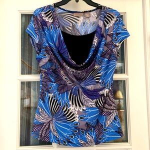 Kim Rogers Women’s Scoop Cowel Neck Cap Sleeve Blouse